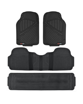 Motor Trend 3 Row Odorless Rubber Floor Mats & Liners for Car SUV Van, Durable Heavy Duty Polymerized Latex Full Interior Protection, Extra-High Ridgeline Design, Black, Model Number: MT-773-801-BK