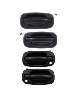 Brock Replacement 4 Piece Set Front and Rear Outside Textured Door Handles compatible with 99-06 Silverado Sierra Pickup Truck 15034985 15034986 15150735 15034986