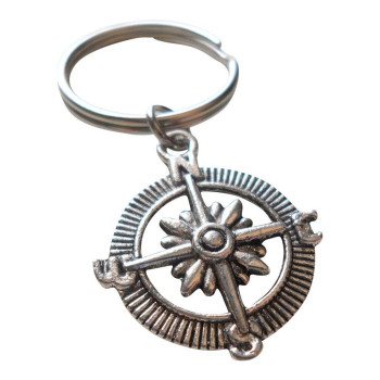 Open Metal Compass Keychain - I'd Be Lost Without You; Couples Keychain Gift, Best Friends Keychain Gift