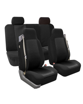 FH Group FH-FB302114 Full Set - All Purpose Classic Cloth Seat Covers Solid Black - Fit Most Car, Truck, SUV, or Van