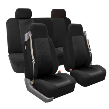 FH Group FH-FB302114 Full Set - All Purpose Classic Cloth Seat Covers Solid Black - Fit Most Car, Truck, SUV, or Van