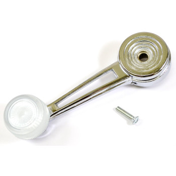 PT Auto Warehouse FO-1063O - Inside Door Window Crank Handle, Chrome with White Knob - Left or Right