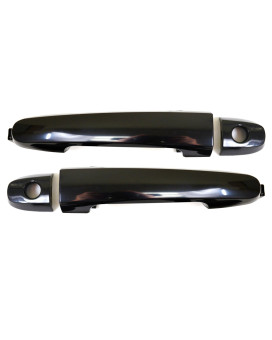 PT Auto Warehouse TO-3180S-FP - Outside Exterior Outer Door Handle, Smooth Black - with Keyhole, Front Left/Right Pair