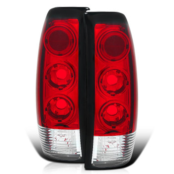 Spec-D Tuning Red Clear Tail Lights Compatible with 1999-2002 Chevy Silverado, GMC Sierra 1500 2500 3500 Left + Right Pair Assembly