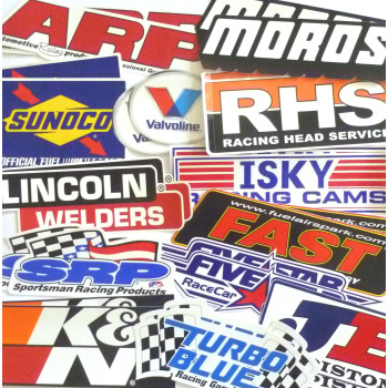 Racing Decal Sticker 26 Piece Assortment Pack in Pairs Fender Contingency Size by Crash Daddy