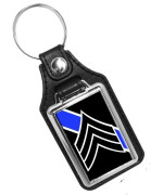 Brotherhood Thin Blue Line Police Sergeant Emblem Faux Leather Keychain Key Holder Key Ring For Men Heavy Duty Car Keyring For Men and Women