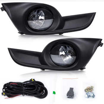 RP Remarkable Power, Fog Lights for 2013 2014 2015 Altima Chrome Black Bezel Fog Lights Kit with Wiring Harness& Switch Clear Lens FL7118