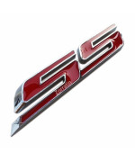 zorratin Slant SS Grill Side Trunk Emblem Badge Decal with Adhesive for Chevy Impala Cobalt Camaro 2010-2015 [red Letter with Chrome Trim]