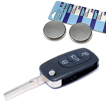 HQRP Transmitter and Two Batteries Compatible with Audi TT 2000 2001 2002 2003 2004 00 01 02 03 04 Key-Fob Remote Shell Case Cover Smart Key FOB