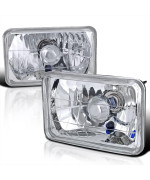 Spec-D Tuning 4X6 Chrome Sealed Beam H4 Headlights Square Lamps Pair Head Light Assembly Left + Right Pair