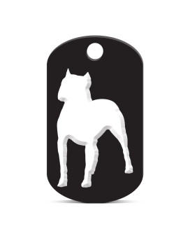 fagraphix Pitbull Keychain GI Dog Tag Engraved Canine pet Black