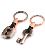 maycom Creative Fashion Leather Couple Keychain Key Chain Ring Keyring Key Fob Key & Lock 83513-2(Copper)