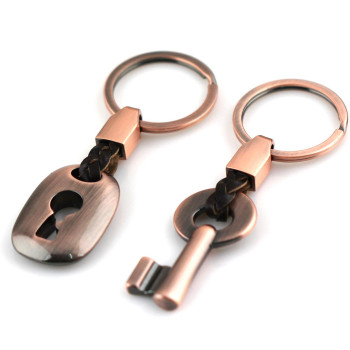 maycom Creative Fashion Leather Couple Keychain Key Chain Ring Keyring Key Fob Key & Lock 83513-2(Copper)