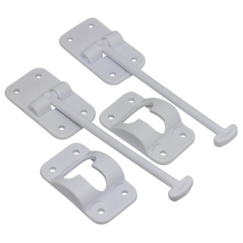 Hamilton Bowes 2 Pack: RV T-Style Door Holder Catch 6 for Latch Holder Camper Trailer Cargo Hatch White