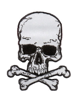 Hot Leathers Reflective Jumbo Skull and Crossbones Patch (Multicolor, 10 Width x 12 Height)