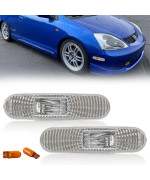 USR DEPO 02-05 Civic 3D Side Marker Lights - Bumper Sidemarkers Lamps Set (Left + Right) Compatible with 2002-2005 Honda Civic Si EP EP3 3 Doors Hatchback (Clear Lens 2 Pieces Front or Rear)