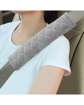 Amooca Soft Auto Seat Belt Cover Seatbelt Shoulder Pad Cushions 2 PCS Universal Fit for All Cars and Backpack for a More Comfortable Driving (Light Grey)