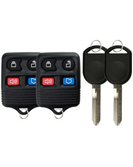 KeylessOption Keyless Entry Remote Control Fob Uncut Blank Car Ignition Key for CWTWB1U345, GQ43VT11T, H92 (Pack of 2)