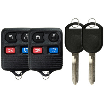 KeylessOption Keyless Entry Remote Control Fob Uncut Blank Car Ignition Key for CWTWB1U345, GQ43VT11T, H92 (Pack of 2)