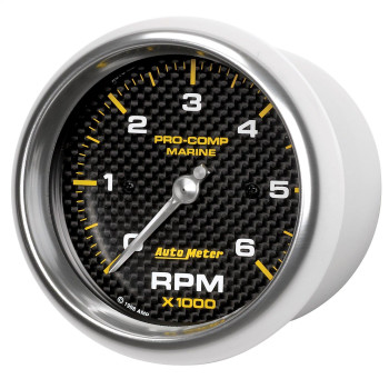 Auto Meter 200752-40 Gauge, Tachometer, 3 3/8, 6K RPM, Marine Carbon Fiber