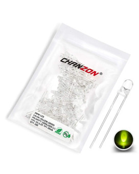 CHANZON 100 pcs 3mm Yellow-Green LED Diode Lights (Clear Round Transparent DC 2V 20mA) Bright Lighting Bulb Lamps Electronics Components Indicator Light Emitting Diodes