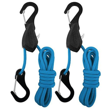 PROGRIP 056230 Better Than Bungee Rope Lock Tie Down with Snap Hooks: 6 Blue Paracord (Pack of 2)