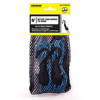 PROGRIP 056230 Better Than Bungee Rope Lock Tie Down with Snap Hooks: 6 Blue Paracord (Pack of 2)