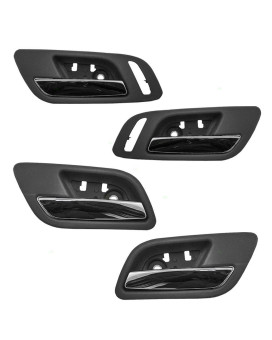 Brock Replacement 4 Pc Set Inside Door Handles Chrome Lever Black Housing Compatible with Silverado Sierra Escalade Suburban Tahoe Yukon 15935954 15947936 15939073 15939084