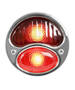 KNS Accessories KA0020 6V Stainless Steel Duolamp Tail Light for Ford Model A with Red Glass Lens