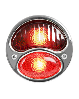 KNS Accessories KA0020 6V Stainless Steel Duolamp Tail Light for Ford Model A with Red Glass Lens