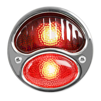 KNS Accessories KA0020 6V Stainless Steel Duolamp Tail Light for Ford Model A with Red Glass Lens