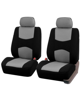 FH Group Car Seat Covers Front Set Cloth - Seat Covers for Low Back Seats with Removable Headrest, Universal Fit, Automotive Seat Cover, Airbag Compatible Car Seat Cover for SUV, Sedan, Van Gray