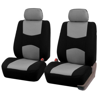 FH Group Car Seat Covers Front Set Cloth - Seat Covers for Low Back Seats with Removable Headrest, Universal Fit, Automotive Seat Cover, Airbag Compatible Car Seat Cover for SUV, Sedan, Van Gray