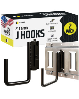 DC Cargo - E Track J Hooks (2 - 2 Pack) - Vertical E Track Accessories - Hanging Hooks for Your ETrack Rail System - Use in Enclosed Trailers, Box Trucks, Vans, Garage, Workshop & Warehouse