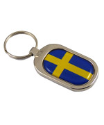 Sweden Flag Key Chain Metal Chrome Plated Keychain Key fob keyfob Swedish