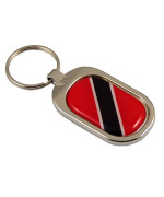 Trinidad and Tobago Flag Key Chain Metal Chrome Plated Keychain Key fob keyfob