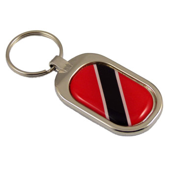 Trinidad and Tobago Flag Key Chain Metal Chrome Plated Keychain Key fob keyfob