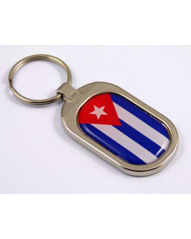 Cuba Flag Key Chain Metal Chrome Plated Keychain Key fob keyfob Cuban