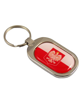Poland Flag Key Chain Metal Chrome Plated Keychain Key fob keyfob Polish Polski