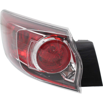 Evan-Fischer Tail Light Assembly Compatible with 2010-2013 Mazda 3 Halogen/Standard Type Hatchback Driver Side