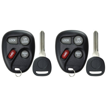 KeylessOption Keyless Entry Remote Car Key Fob and Key Replacement For 15732805 (Pack of 2)