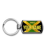 Bleu Reign BRGiftShop Personalized Custom Name Metal Keychain License Jamaica Flag Plate
