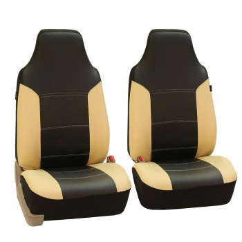 FH Group Royal PU Breathable Leather High Back Bucket Font Set Car Seat Covers, Airbag Compatible - Universal Fit for Cars Trucks and SUVs (Beige)