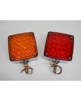 United Pacific (2) LED Red Amber Side Marker Turn Signal Semi Truck Fender Lights/Single Stud