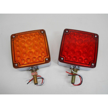 United Pacific (2) LED Red Amber Side Marker Turn Signal Semi Truck Fender Lights/Single Stud