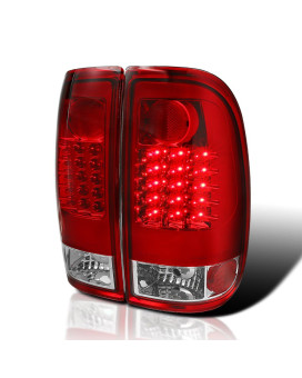 Spec-D Tuning Red Clear Lens LED Tail Lights Compatible with 2008-2016 Ford SuperDuty F250 F350 F450 F550 Left + Right Pair Assembly