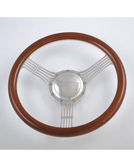 Flashpower 14'' Billet Banjo Half Wrap 9 Bolts Steering Wheel with 2'' Dish and Horn Button (Walnut Wood)