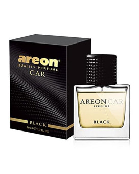Areon Car Perfume 1.7 Fl Oz. (100ml) Glass Bottle Cologne Air Freshener for Cars, BLACK