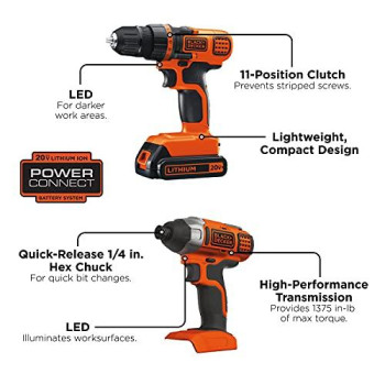 BLACK+DECKER 20V MAX Cordless Drill Combo Kit, 2-Tool (BD2KITCDDI)