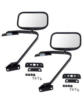 Pair Set Manual Side View Mirrors 5x8 Swing Lock with Plastic Housing Replacement for 80-97 Ford Pickup Truck SUV E5TZ 17696 A